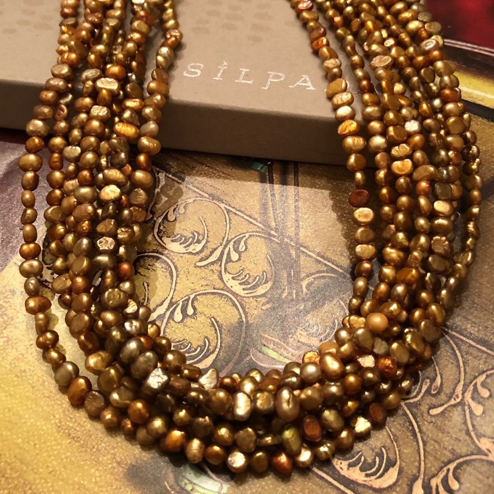 Silpada Copper Pearl Sterling Silver Multi-Strand Necklace N1366